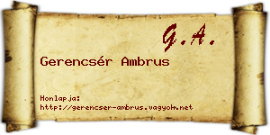 Gerencsér Ambrus névjegykártya